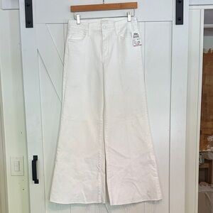 Women's White Wide-Leg Jeans roller fray